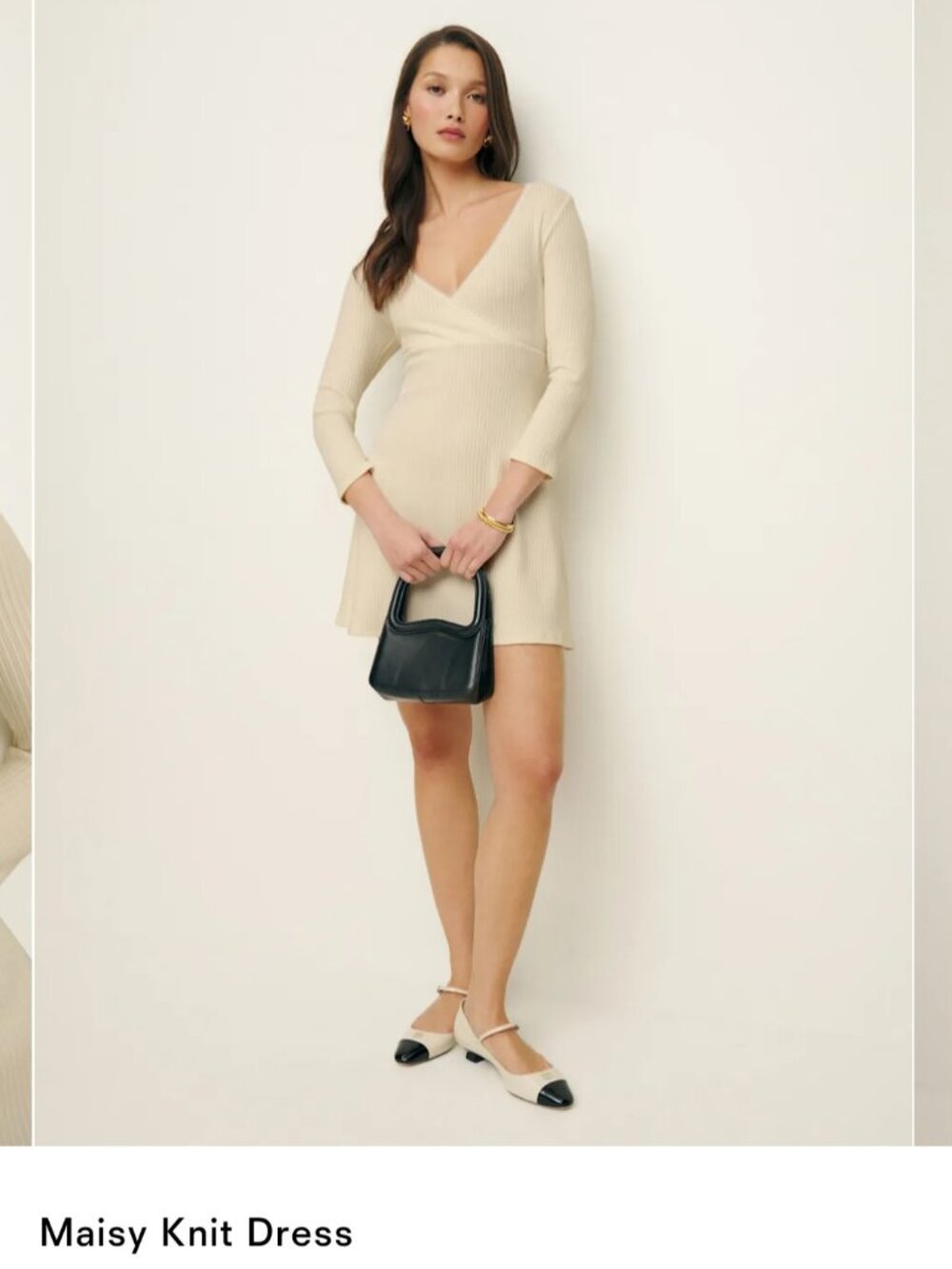 Reformation Maisy Knit Dress Bone - Size XL